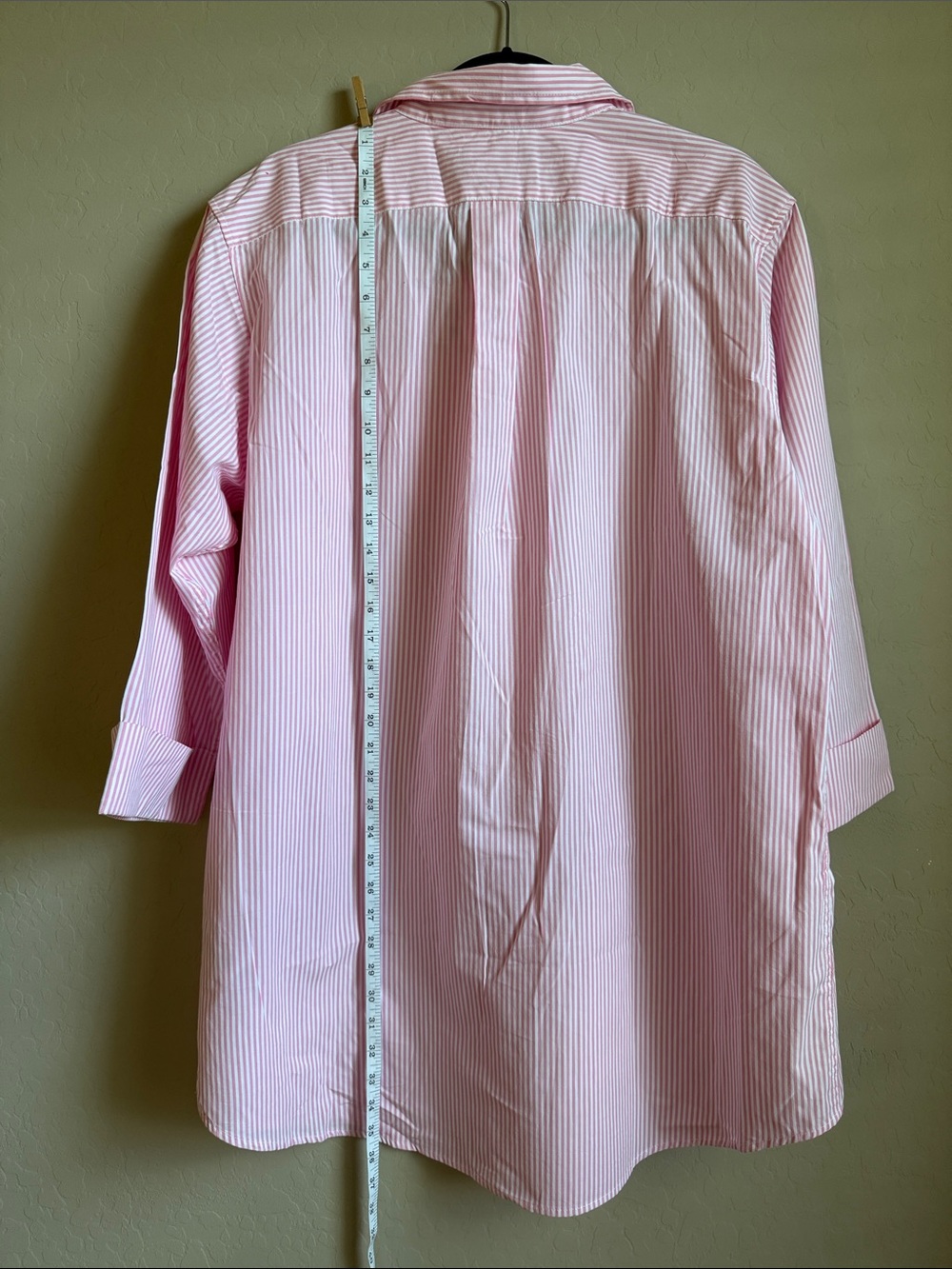 Lauren Ralph Lauren Boyfriend Sleepshirt Pink & White Stripe Cotton Poplin Sz XL - Picture 2 of 9